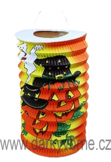 Lampion Halloween válcový - VESELÉ DÝNĚ, šířka 15 cm
