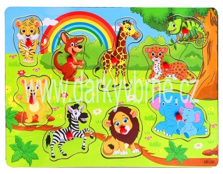 Puzzle vkládací dřevěné s úchyty ZOO